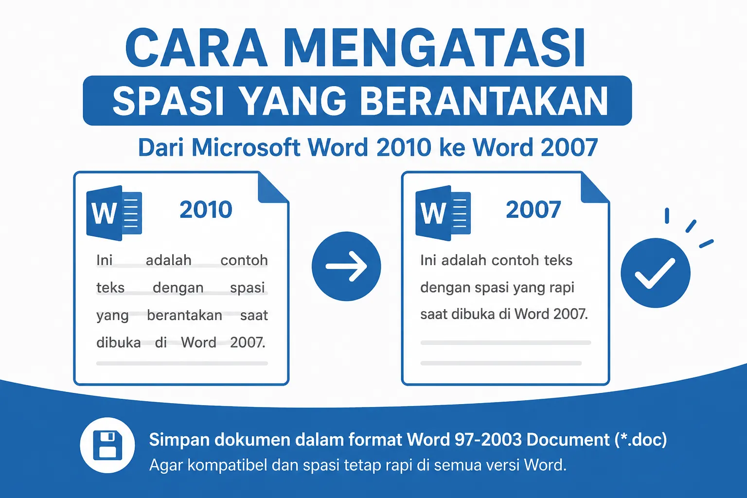 Cara Mengatasi Spasi yang Berantakan dari Microsoft Word 2010 ke Microsoft Word 2007